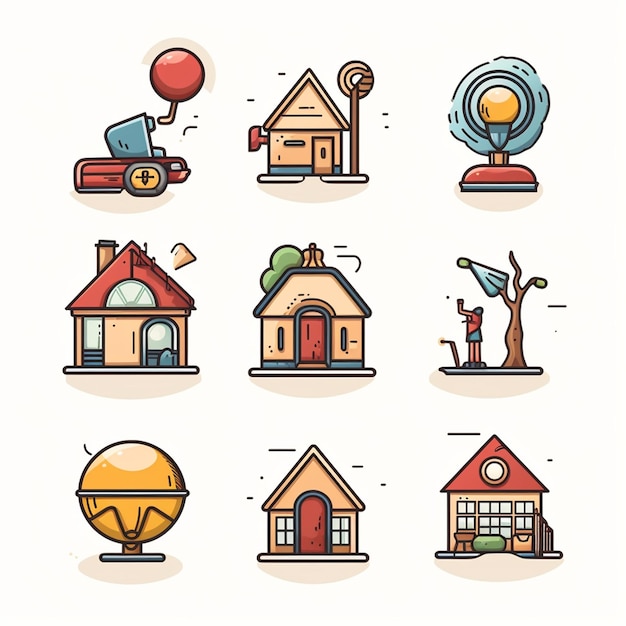 Nine insurance service set icons