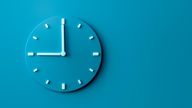 Nine o clock sea blue Office Wall Clock 3d illustration