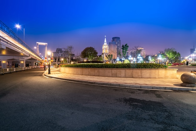 Ningbo city center architectural landscape night view