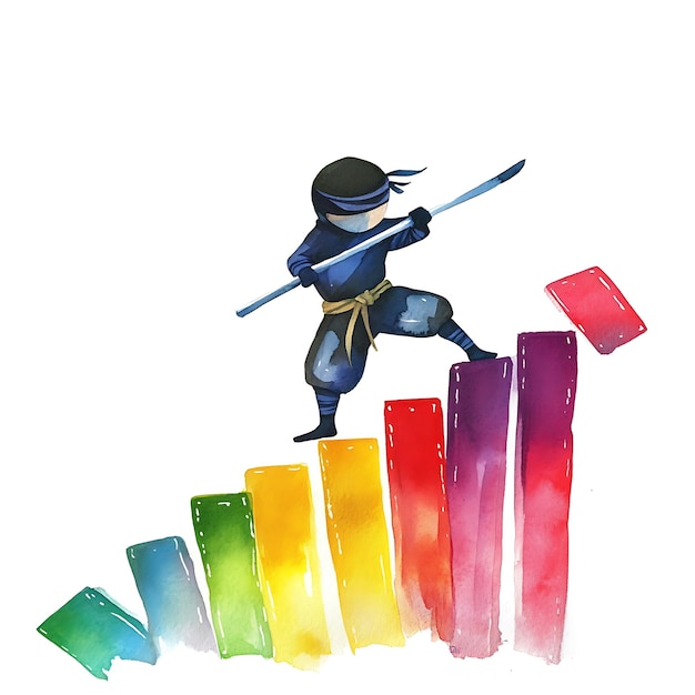 Photo ninja warrior climbing colorful steps to success