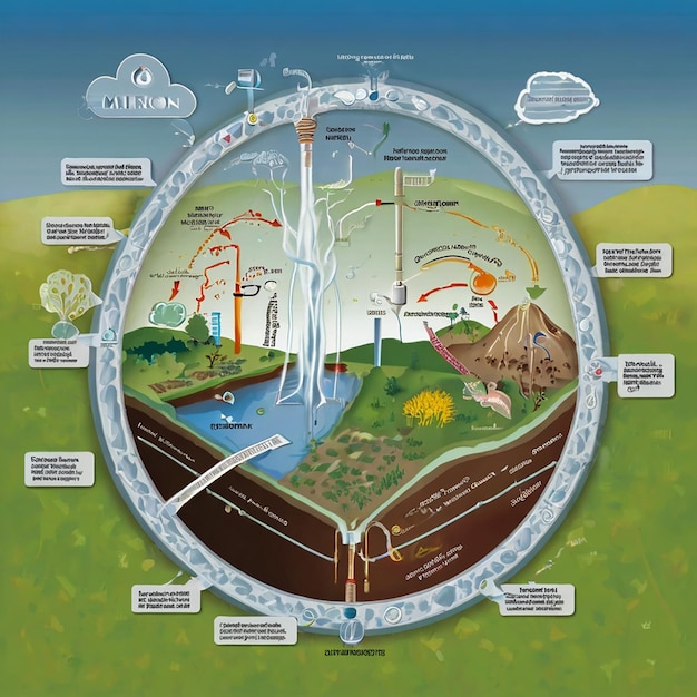 Photo nitrogen cycle illustration of the flow of nitrogen through the environment