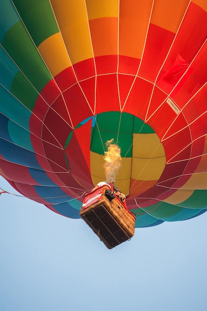 Nizhny Novgorod Russia July 20 2019 aeronautical sports festival A team of balloonists inflate their balloon with a gas burner and a fan to take to the air