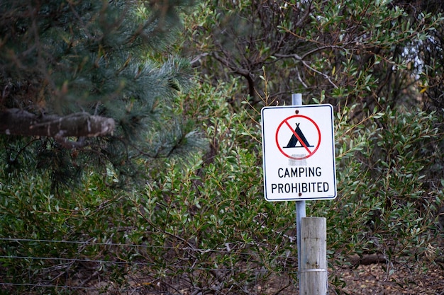 Photo no camping sign in australia in the bush