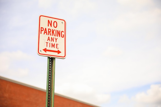 'No Parking' sign Symbolizing rules compliance and maintaining order in public spaces Order and