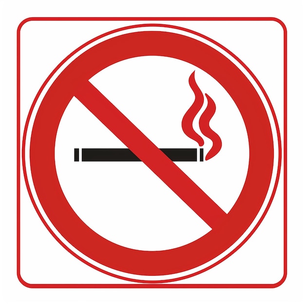 Photo a no smoking sign is shown with a red circle