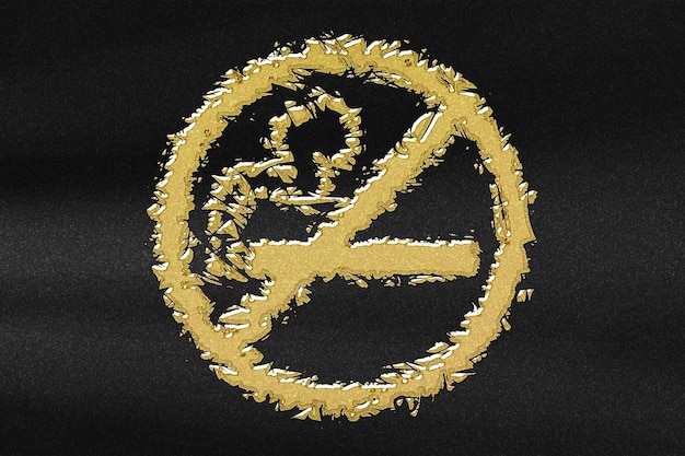 No smoking sign, No smoke Symbol, abstract gold with black background