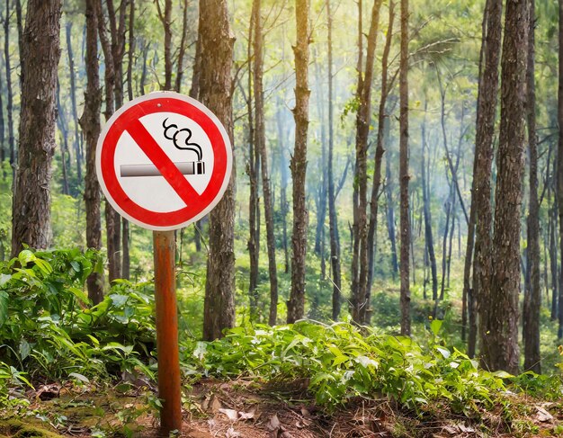 Photo no smoking sign outdoor in a forest