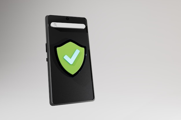 no viruses found black mobile phone with an antivirus icon on the screen on a white background