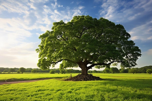 nobodybd01 02176 Oak Tree in a Lush Green Field oak tree green landscape natural scene image