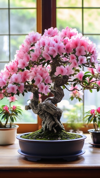 Nocturnal Blossoms Bonsai Flower Tree Brimming with Flowers on Black