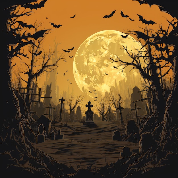 Nocturnal Enigma Haunting Graveyard Print