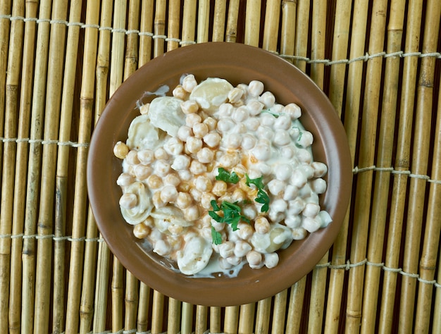 Nohutlu Manty- Turkish dish of chickpeas and ravioli