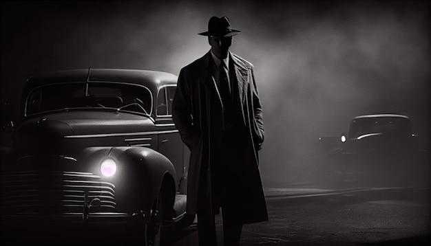 Noir detective black and white retro