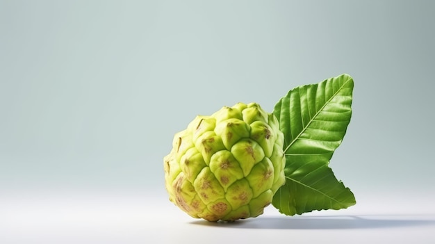 Noni fruit with leave on a white background