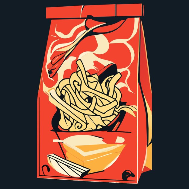 Photo noodle paper bag vector illustration flat 2