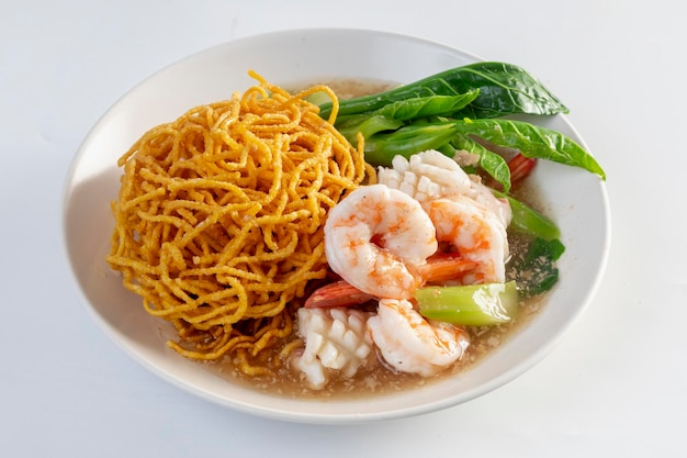 Noodles in Gravy Seafood isolated white background