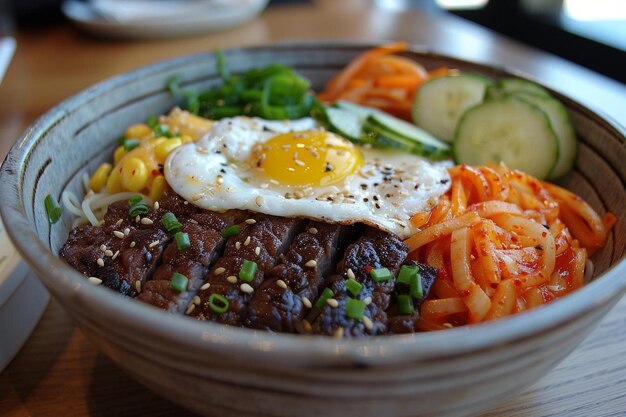 Photo noodles with bulgogi or marinated beef barbecue korean food