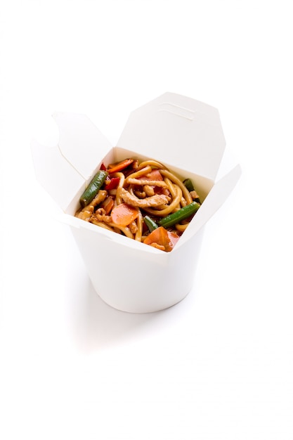 Noodles with vegetables in box