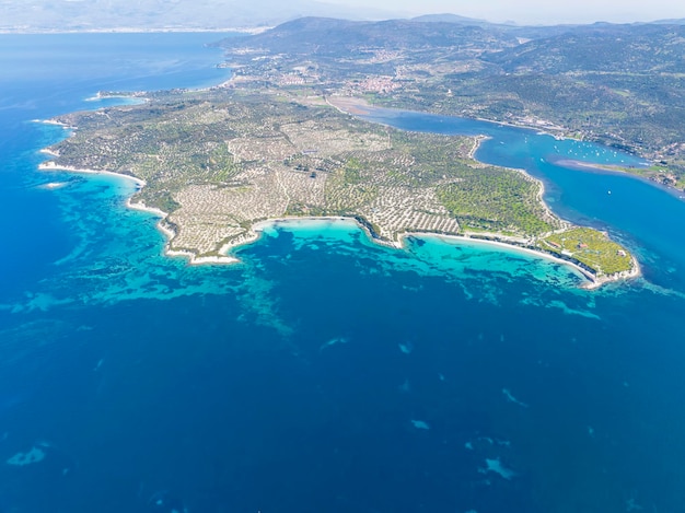 North Aegean shorelines Pissa Bay aerial photography. Pissa koyu - Dikili - Izmir - Turkey.