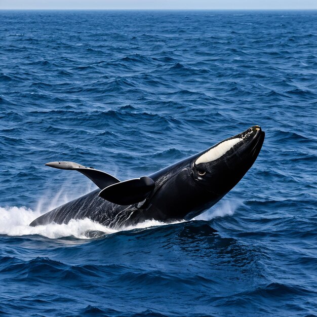 Photo north atlantic right whale or eubalaena glacialis is a baleen whale one of three right whale specie