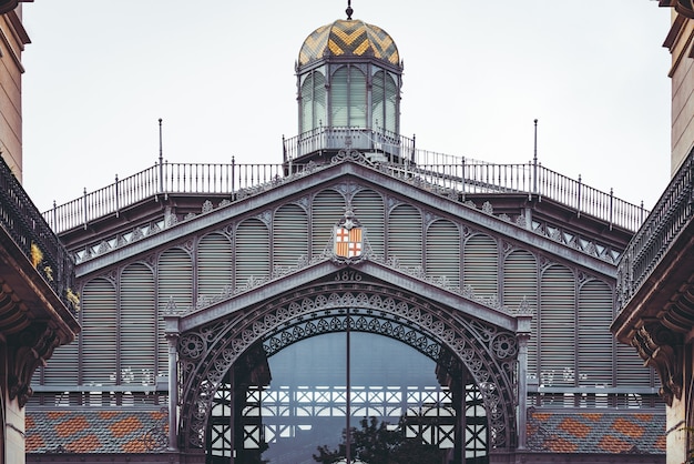 North-east facade of the old Born market in Barcelona built in cast-iron style at the end of the 19th century