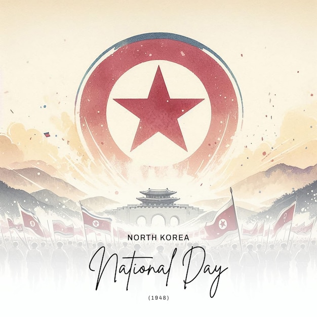 Photo north korea national day social media post banner poster template