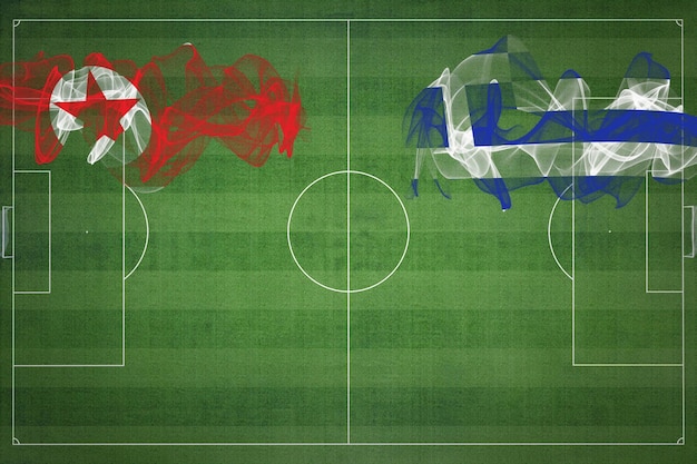 North Korea vs Greece Soccer Match national colors national flags soccer field football game Competition concept Copy space