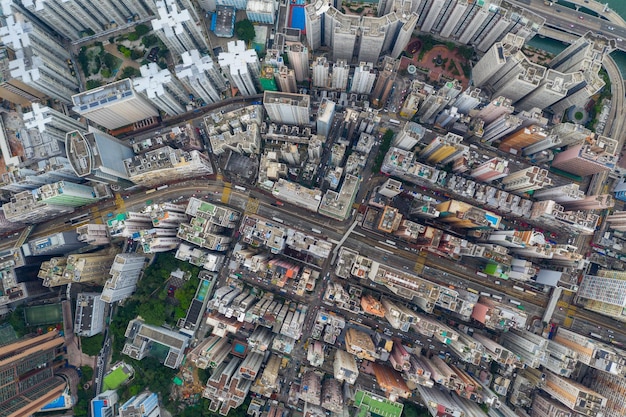 North Point, Hong Kong 01 June 2019: Top view of hong Kong city