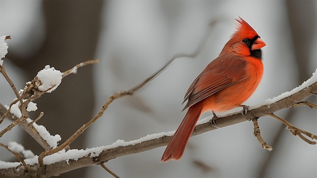 Photo northern cardinal perching on branch or flying up to bird feeder for a bite of sunflower seeds