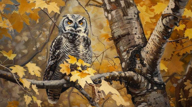 Northern Hawk owl in the tree Generate Ai