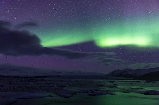 Northern Light Aurora borealis Jokulsarlon Glacier