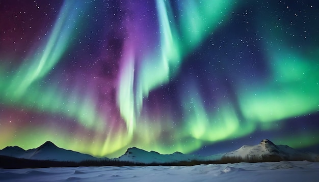 Northern lights aurora borealis with starry in the night sky