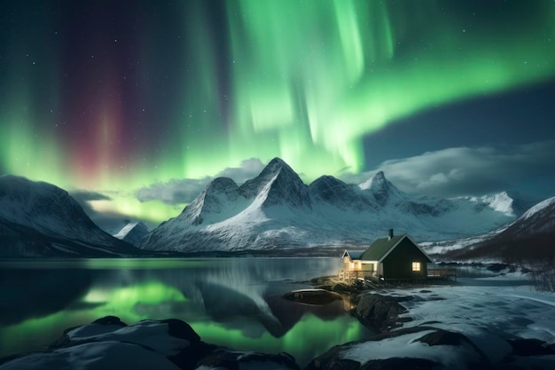 Northern Lights background copy space mockup