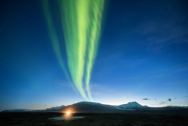 Northern lights mountain in Iceland.