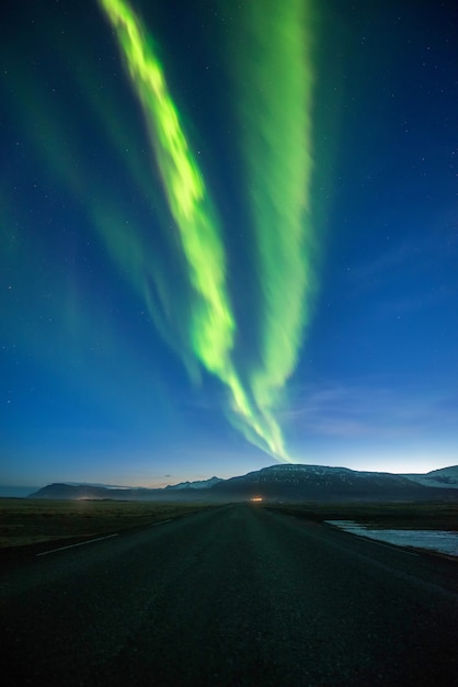  Northern lights mountain in Iceland.