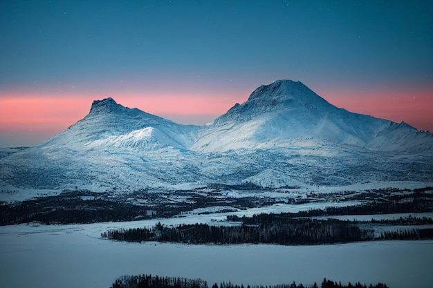 Northern Lights over snowy mountains Gaming RPG abstract background