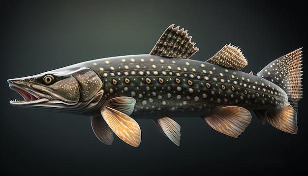 Northern river fresh water pike fish AI Generated