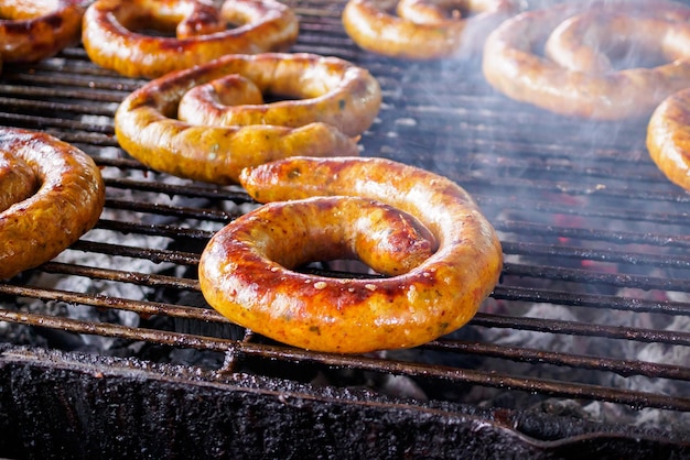 Northern thai spicy sausage (Sai Aua) on the grill