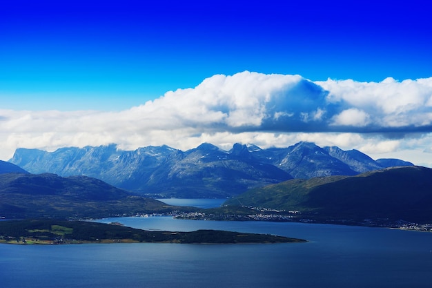 Norway fjord channels landscape background hd