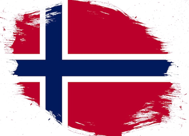 Norway flag on distressed grunge brush background