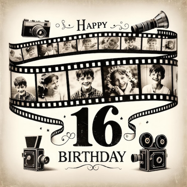 Nostalgic 16th Birthday Filmstrip Timeline