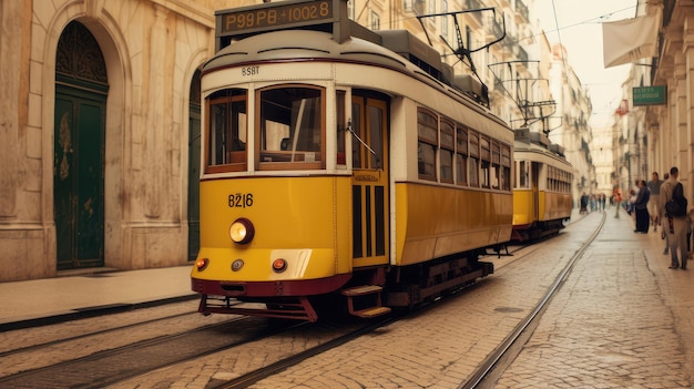 Nostalgic Charm Capturing the Beauty of an Old Tram in the City Generative Ai