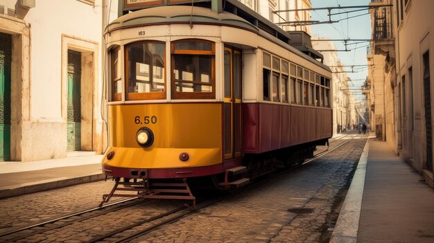 Nostalgic Charm Capturing the Beauty of an Old Tram in the City Generative Ai