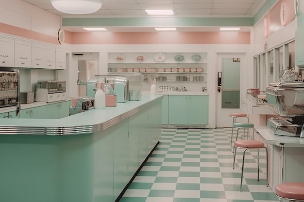 Nostalgic Delight 1950s Pastel Ice Cream Shop