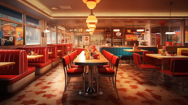 nostalgic fast food restaurant interior