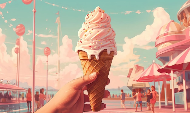 A nostalgic reel image evoking memories of friends sharing ice cream cones on warm summer days