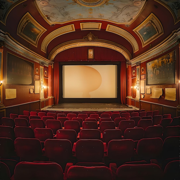 Photo nostalgic reverie a glimpse into the golden age of classic cinema in a vintage theatre setting