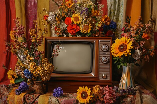 Photo a nostalgic still life composition featuring an old retro television ai photo