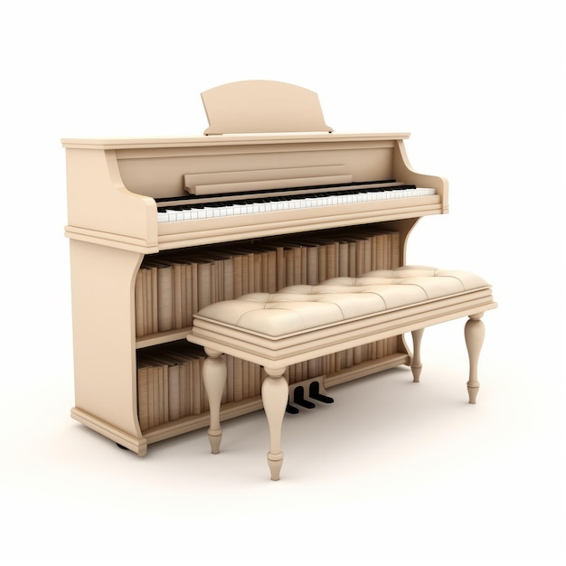 Nostalgic Tone Piano 3d Model On White Background