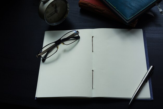 Notebook on the desk, Empty space on the notebook